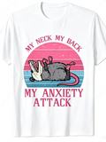 Funny Retro Anxiety Opossum Graphic T‑Shirt, Vintage Sunset Short Sleeve Unisex Crewneck Tee