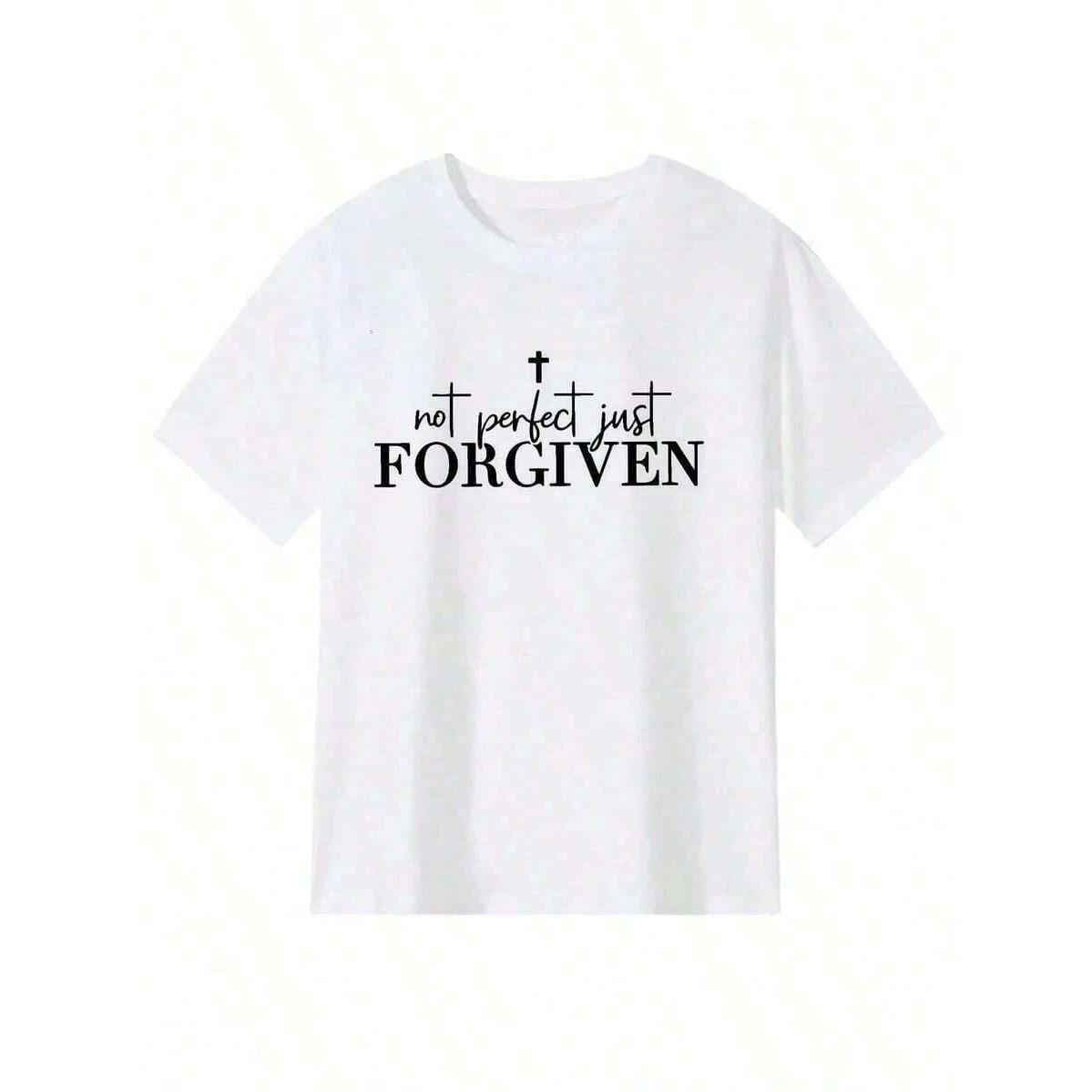 Men's-Shirt - Black Religious Graphic Tee With Not Just FORGIVEN Print