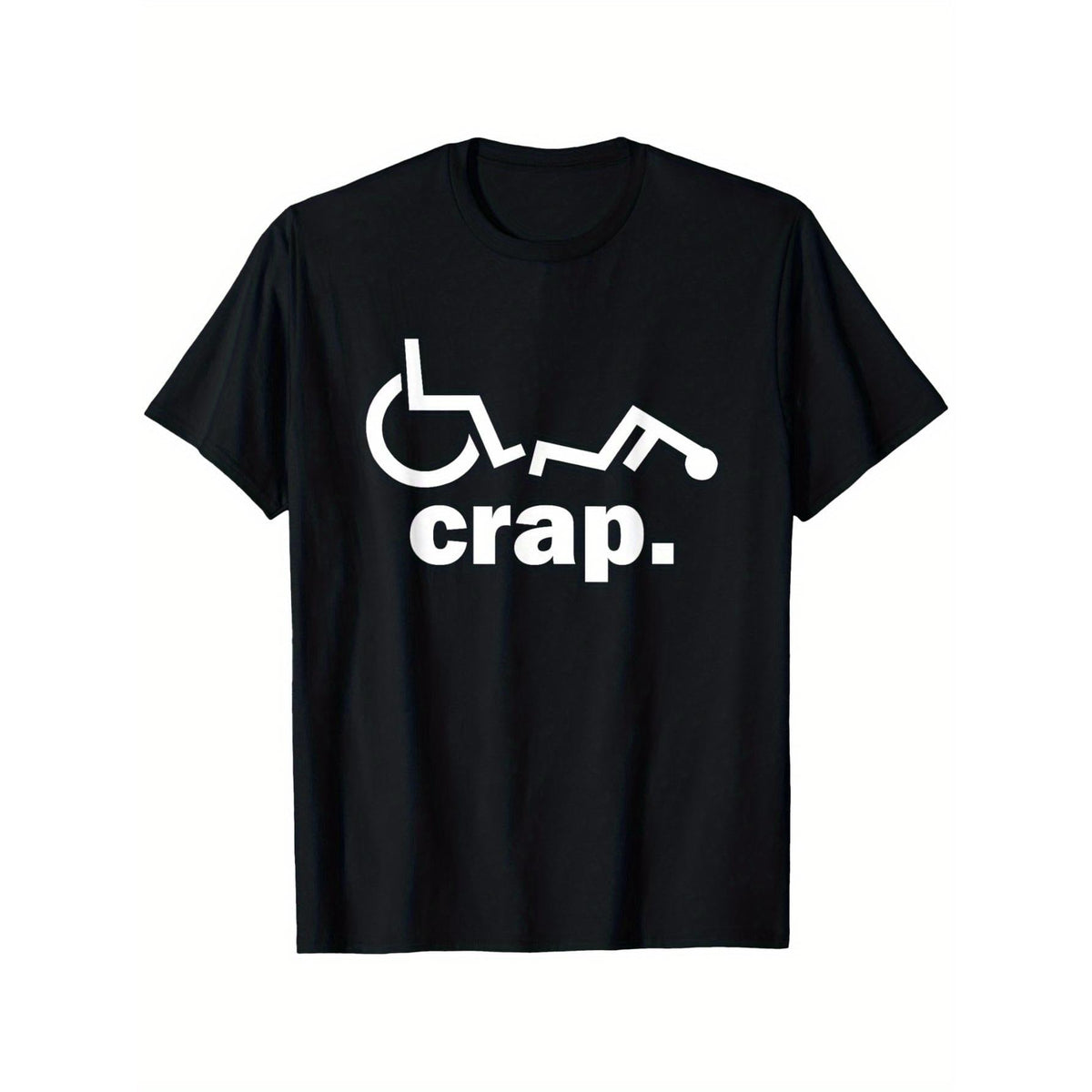 Handicap Wheelchair Funny Wheelchair Fall T-Shirt, Men's and Women's Four Seasons Cotton Casual Round Neck Outdoor Personality Short-sleeved T-shirt, Slightly Elastic, 100% Cotton, S-XXXL