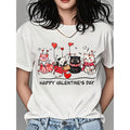 Cute Cats Valentine's Day T-Shirt For Women - Happy Valentine's Day Cartoon Cat Design With Hearts And Love Balloons - Perfect Gift For Valentine's Day, Romantic Holiday Wear
