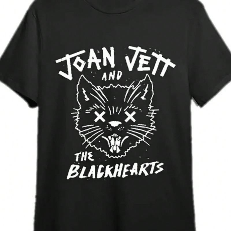 Joan Jett & The Blackhearts Graphic Cotton T-Shirt - Unisex Regular Fit Crew Neck Knit Tee For Summer, Casual & Sports Wear, Breathable & Moisture-Wicking 220  Fabric, Ideal For Beach & Outdoor Activities