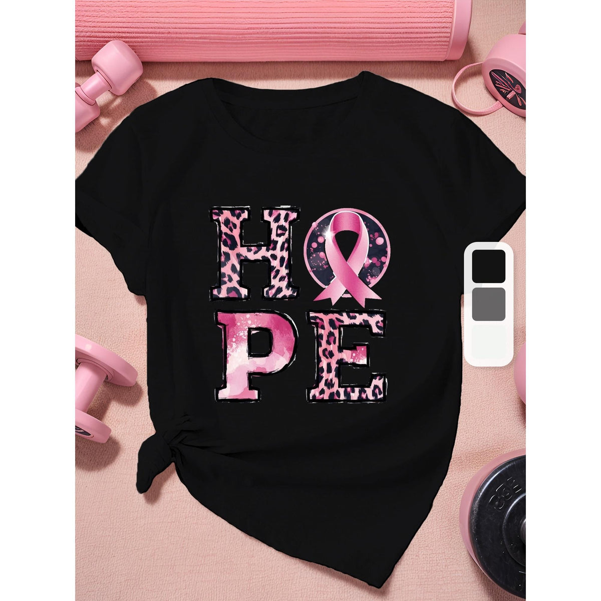 HOPE with pink ribbon Women's Plus Size Sports Short Sleeve T-Shirt