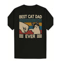 Men'S "Best Cat Dad Ever" Graphic T-Shirt - Funny Summer Short Sleeve Tee with Cat and Paw Print Design, Black Casual Gift for Cat Lovers