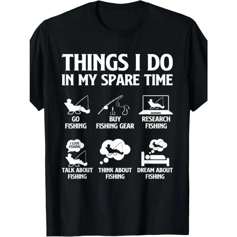 100% Made US Things I Do In My Spare Time Fishing Boys Men Bass Fishing T-Shirt, Shortsleeve, Casual