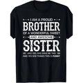 Men's "Proud Brother Sister" Graphic T-Shirt - 100% Cotton Soft Crew Neck Tee With Funny Sibling Quote, Black Plus Size Casual Shirt For Parties, Sports & Gifts (Regular Fit, Machine Washable), Tee Shirts