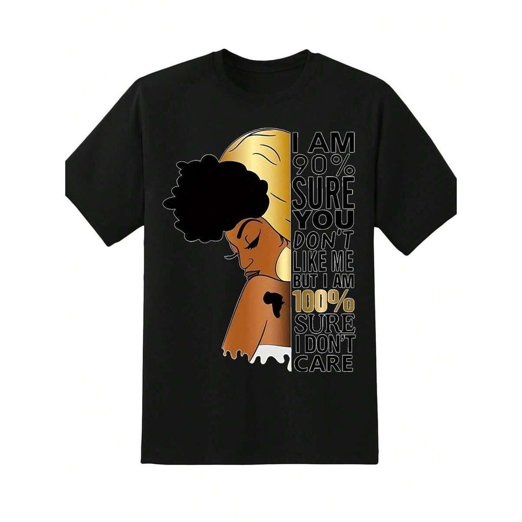 I Am 90 Percent Sure You Don T Like Me But I Am 100 Percent Sure I Don T Care Shirt For Women Plus Size T-Shirt Graphic Tee Gift For Her Confidence Statement Top Casual Wear,220g