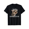 Funny Warning I Meow Back at Cats T-Shirt - Retro Unisex Cotton Tee with Cat Illustration & Meowing Back, Soft Stretchy Fabric, Sizes S-XXXXXL, Perfect for Cat Lovers, Funny Pet Owner Apparel