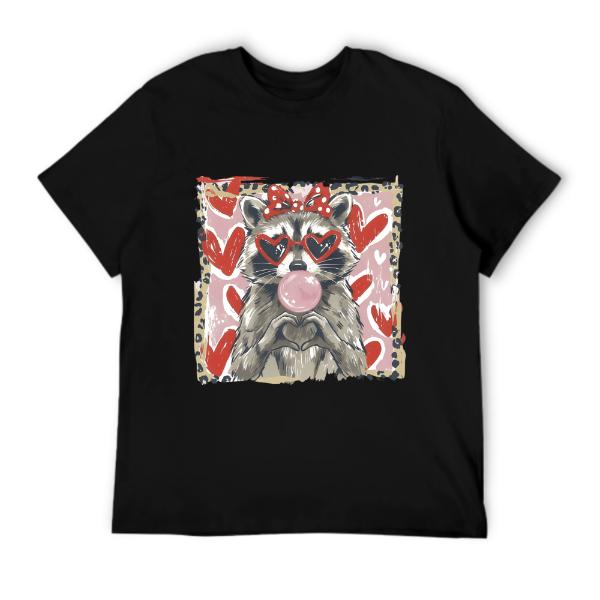 Leopard Valentine Raccoon Tshirt, Cute Raccoon Love Tee, Funny Romantic Quote Graphic, Trendy Animal Valentine Gift
