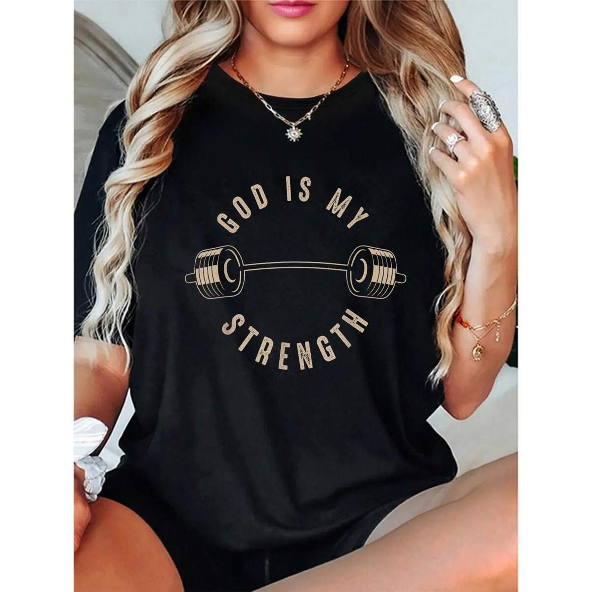 100% Cotton Casual Tshirt God Is My Strength Shirt | Cute God Is Rock Funny Gym Gift T-Shirt