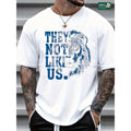 Unisex 100% Cotton Round Neck Short - Sleeve "They Not Like Us" T - Shirt With Lion Graphic - Bold And Distinctive Basic Tee For Summer Men's Tops