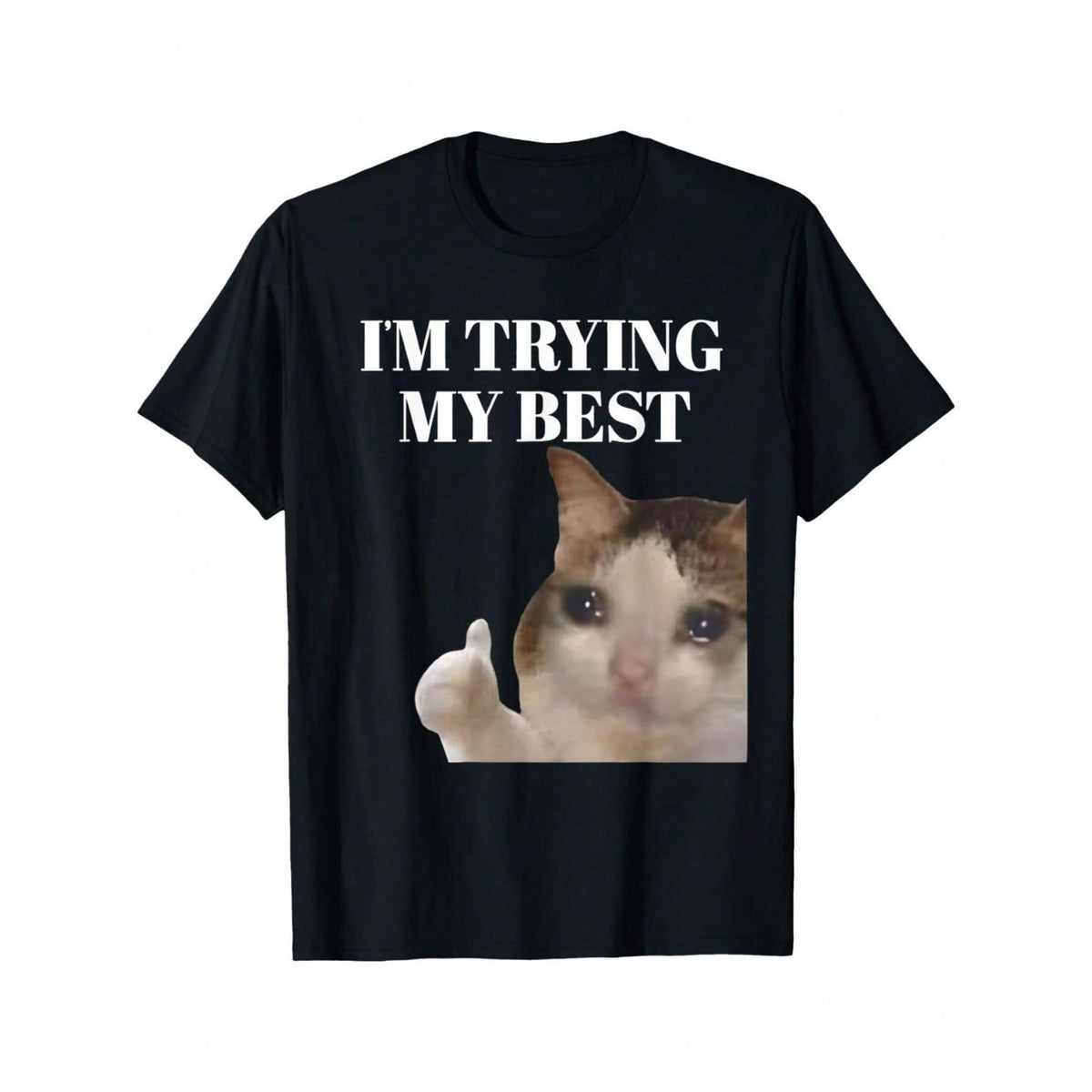 “I‘m Trying My Best” Funny Cartoon Cat T-Shirt | Soft Cotton Tee for Men Women