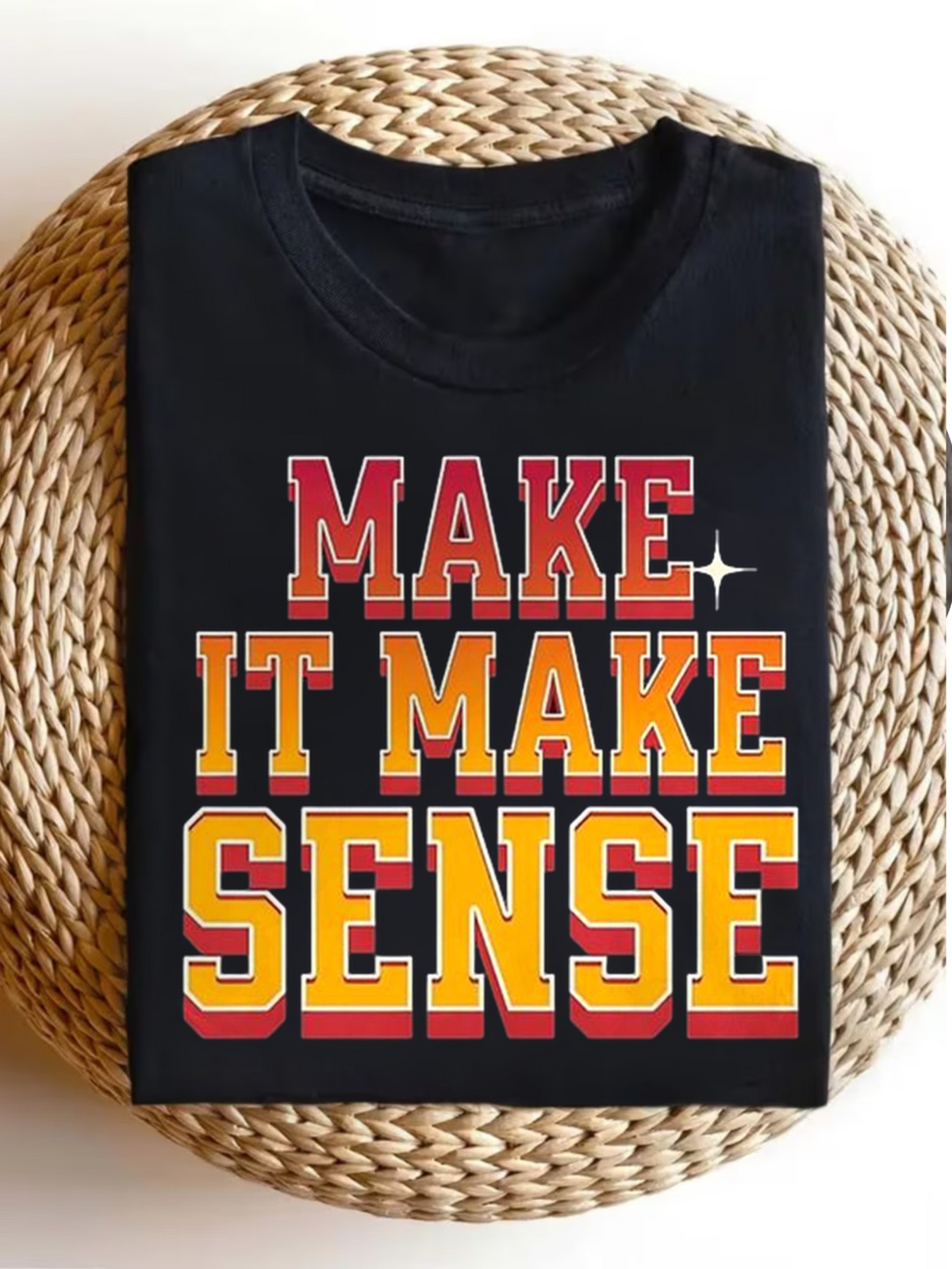 Retro Varsity Make It Make Sense Graphic T‑Shirt, Casual Short Sleeve Crewneck Tee for Men Women