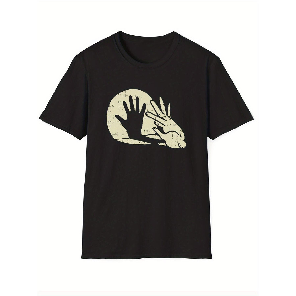 Men'S T-Shirt with Funny Gesture Print, Casual Crew Neck, Geometric Pattern, Regular Fit