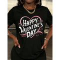 Lady's 100% Cotton Short-Sleeve Heart Print T-Shirt - Casual Regular-Fit Piece for Valentine's Day Celebrations