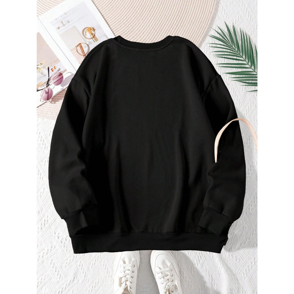 Women's Round Neck Sweatshirt With Letter Print, Graduation,Back To School Outfits,Graduation,Teacher Outfits For Women,Back To School Pullover Fall Outfit Winter Autumn