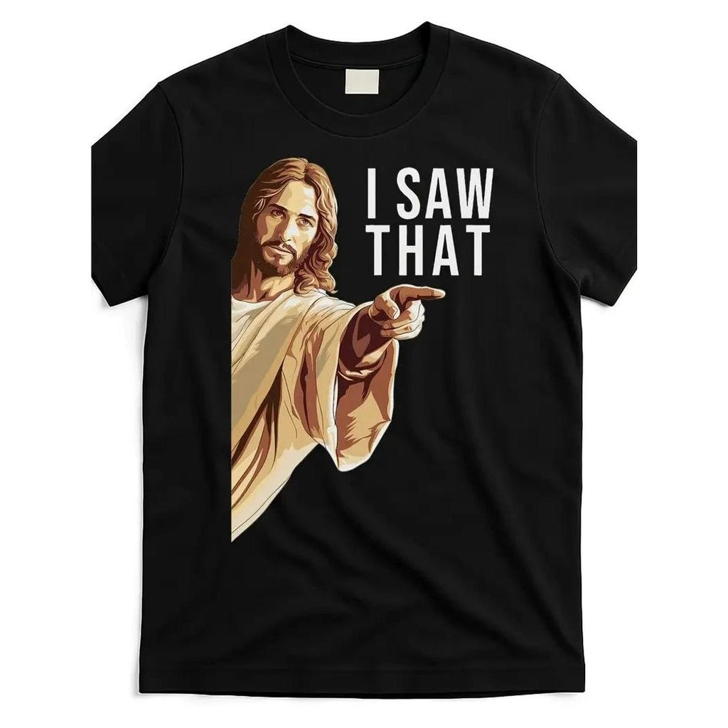 Women's Soft Cotton T-Shirt, Casual "I Saw That Jesus" Funny Graphic Print with Round Neck and Shortsleeve, Sports, Elegant, Comfortable, Style, Stripped Plaid, Tops, Short Sleeve, Commute Look