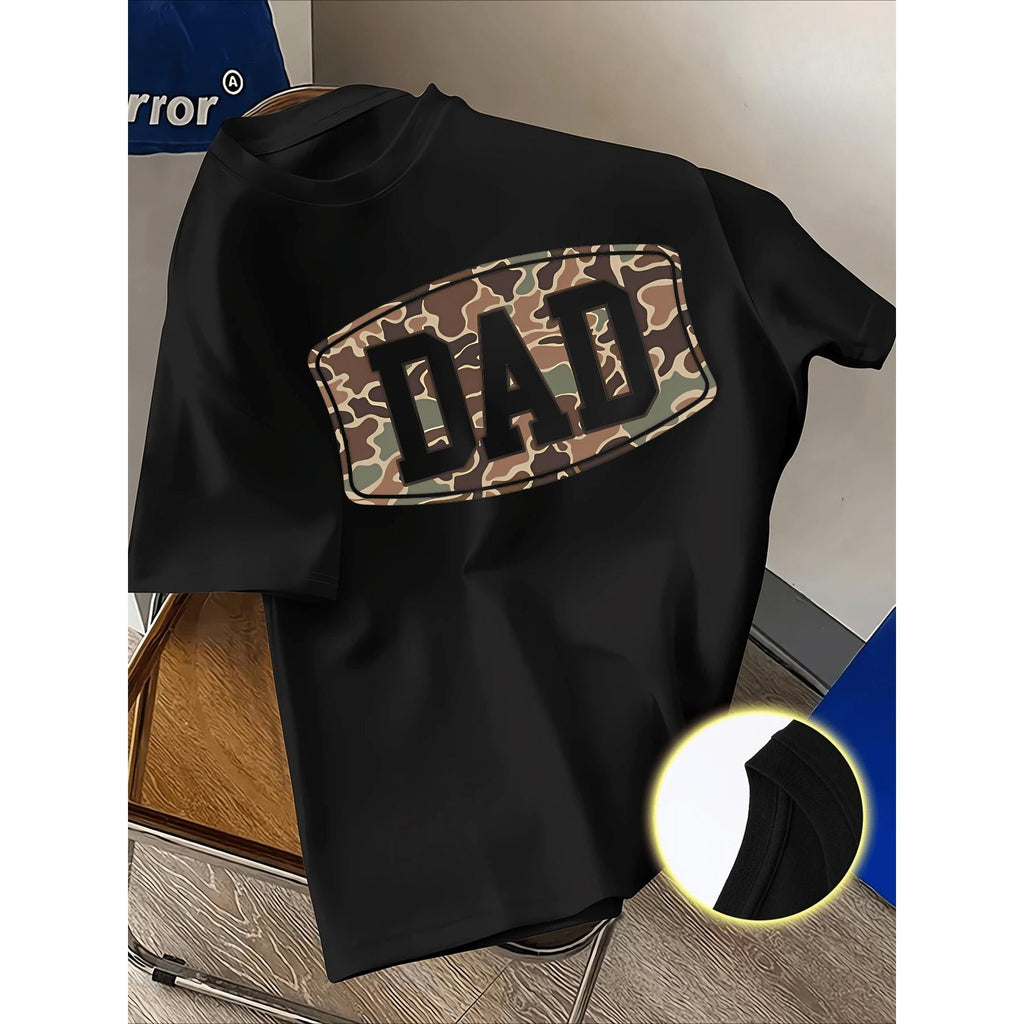 Father Themed Camouflage Dad - Men's 100% Cotton T Shirt Vintage Street-Style Graphic Tees,Essential For Men's, Can Be Used As A Gift
