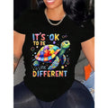 A Little Different Turtle Autism Awareness It'S Ok To Be T-Shirt, Comfortable Outdoor, Casual Top Casual Summer Wear Crew Neck Tshirt