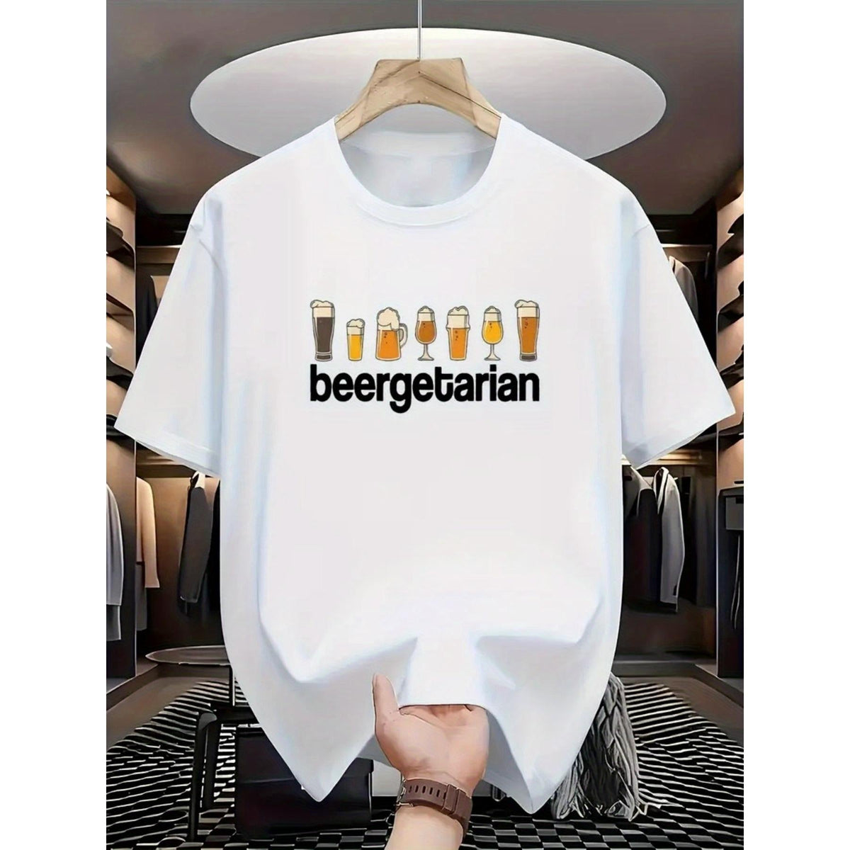 Women's Menswear Round Neck Short-Sleeve Cotton Casual T-Shirt - Comfortable Top for Sports Activities, Natural, Shortsleeve, Tshirt, Soft, Stripped Plaid, Regular Sleeve, Crew Neck, Athletic, Pullover Cut, Elegant