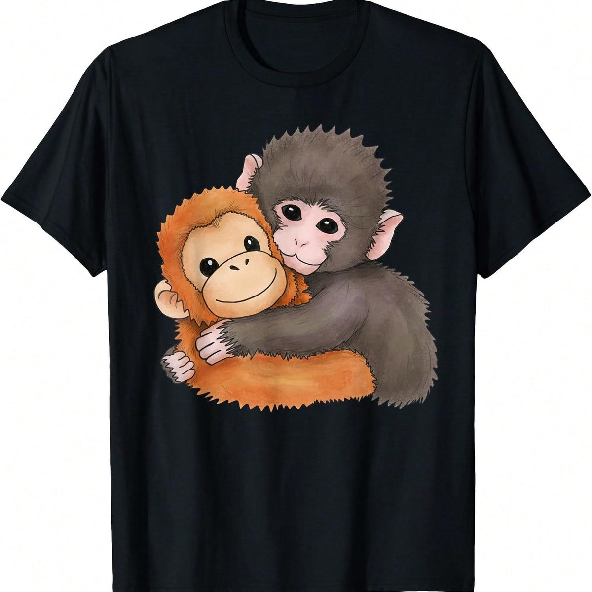 Cute Baby Monkey Named Punch Plush Hugging T-Shirt