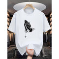 Men'S Prayer Hand Cross Print T-Shirt - Religious Christian Apparel, Easy Design, Everyday Shirt, Casual Wear for Church And Prayer Groups - Church Clothing, Street Fashion, Crew Neck T-Shirt, Faith-Based Clothing