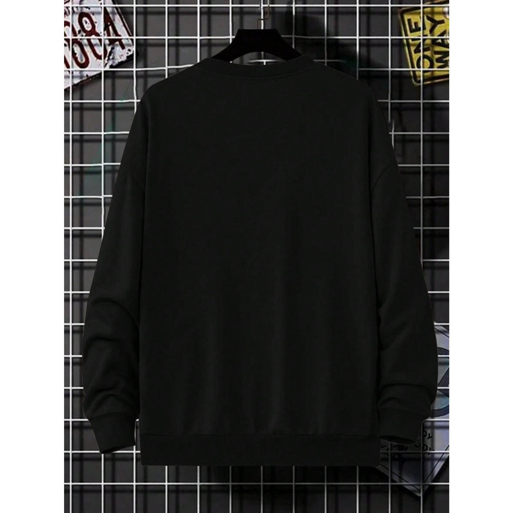 Men's Letter Print Round Neck Long Sleeve Slim Fit Casual Lightweight Sweatshirt, Spring/Autumn