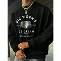 Men's Letter Print Round Neck Long Sleeve Slim Fit Casual Lightweight Sweatshirt, Spring/Autumn