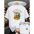 Women's Natural Soft Cotton Short-Sleeve T-Shirt, Round Neck, Skull & Surfer Double-Sided Print, Casual Beachwear for Sports, Gym Activities, Tops, Shortsleeve, Women's Clothes, Athletic, Skull Print, Crew Neck, Commute Look, Elegant, Comfortable, Style