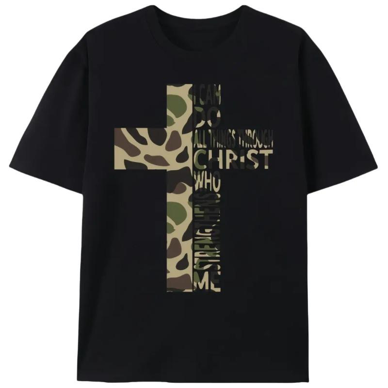 Camo Cross Christian Men’s Graphic Tee |   Unisex Tactical Faith Casual T-Shirt |   Summer Religious Gift