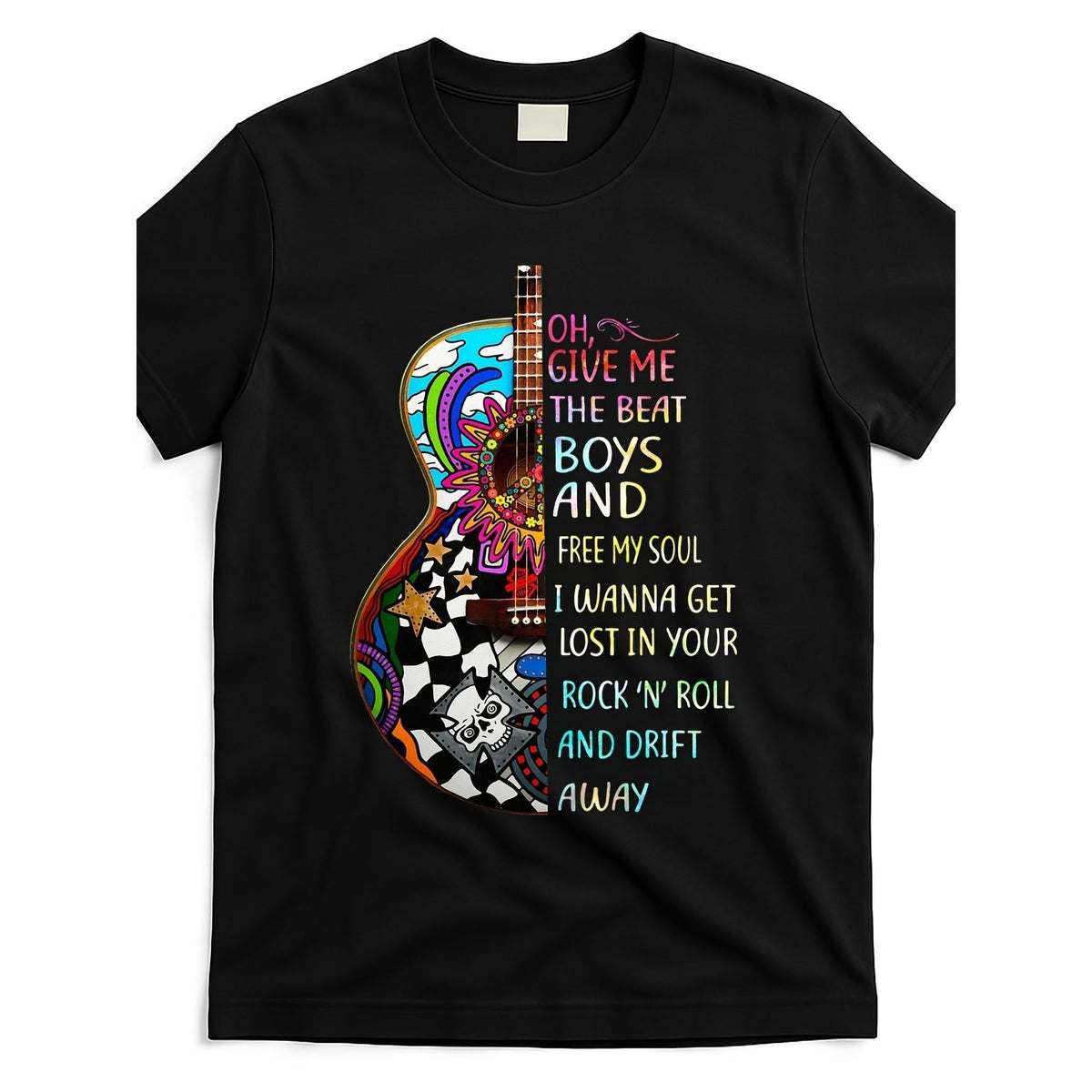 Men's "Give Me The Beat" Lyric Graphic T-Shirt - Classic Casual Short Sleeve Crew Neck in Soft 100% Cotton with Slight Stretch, Tshirt, Shortsleeve, All Seasons, Regular Cut, Machine Wash, Round Neck