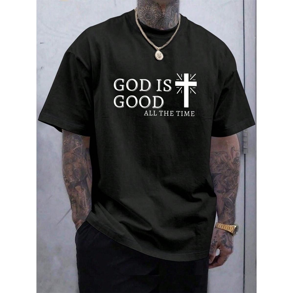 Men Casual Graphic Printed Summer Cross & Slogan Short Sleeve T-Shirt, For Friends