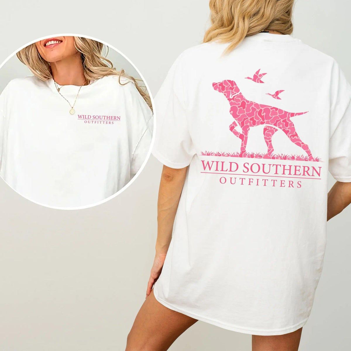 Pink Camo Hunting Dog Shirt, Wild Southern T-shirt, Simply Printed Graphic Shirt
