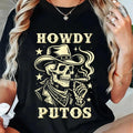 Funny Western Cowboy Skull T-Shirt | Howdy Partner Graphic Tee | 100% Cotton