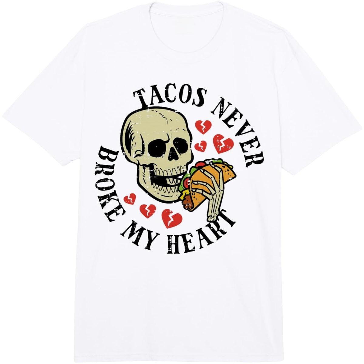 Valentines Day Taco Never Broke My Heart Skull Men Women Kid Comfort Colors Adult Heavyweight T-Shirt