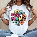 Floral Mama Print T-Shirt, White Crewneck Casual Wear for Women, Mother’s Day Gift, Easter Gifts adult humor funny streetwear graphic tee