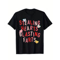 Teenage 'Heartthrob' Valentine's Day T-Shirt - Fun Colorful Letter Cotton T-Shirt, Suitable For Boys And Girls, Short Sleeved, Round Neck, Spring/Summer Wear