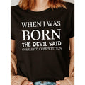 Lettre Print T-shirt, Short Sleeve Crew Neck Casual Top For Summer & Spring, Women'S Clothing