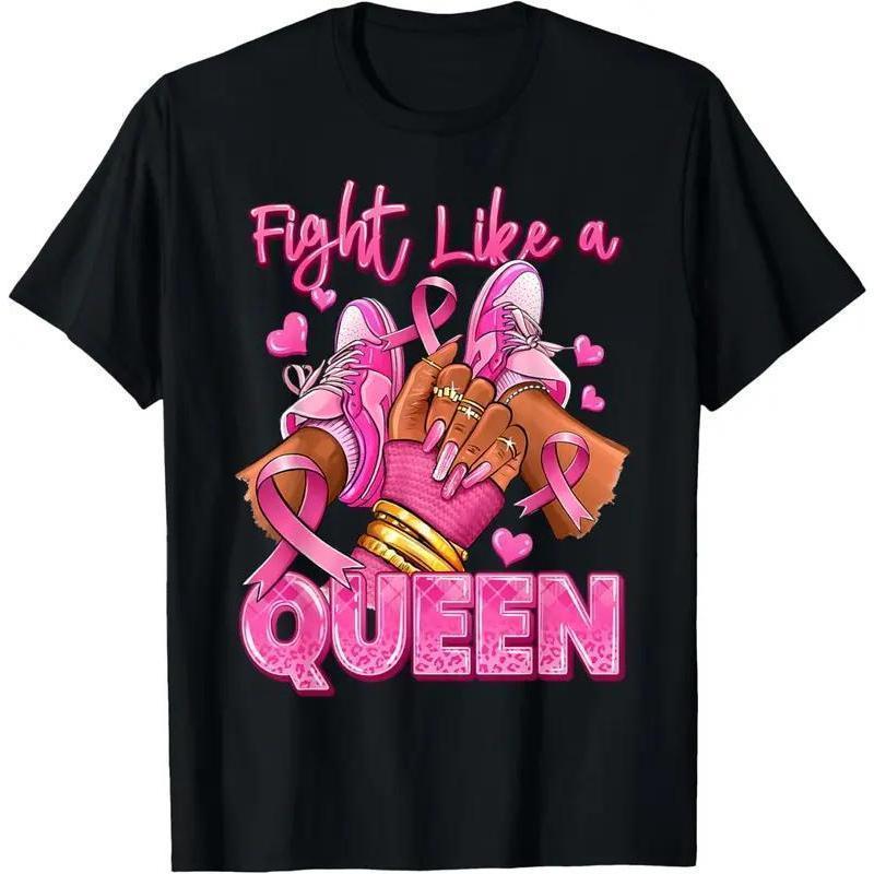 100% Cotton Afro Pop Rock, Hip Hop Black Women Breast Cancer Survivor Pink Ribbon TShirt