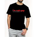 Men'S Casual "I'm Not Gay" Graphic T-Shirt - Short Sleeve, Crew Neck, Summer Tee with Bold Red Lettering, Lightweight Polyester Fabric for Casual Attire & Sports, Everyday Tshirt | Playful Print Tee | Comfortable Fi