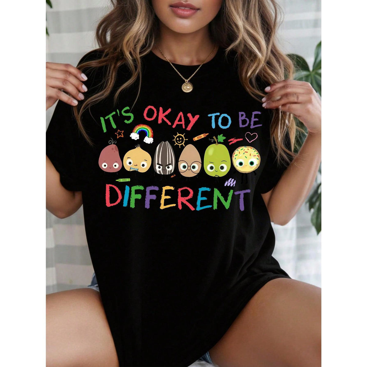 Casual Short-Sleeved Round-Neck Plus-Size T-Shirt, Distinctive Shirt, Autism Awareness T-Shirt, High-Quality Egg Sports Shirt, Energetic And Comfortable Color T-Shirt White