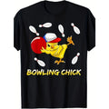 Funny Bowling Chick Graphic T-Shirt - Cute Bowling Pin Design - Soft Breathable Tee for Men & Women - Lightweight Crew Neck Shirt (220g) - Sizes S-XXXXXL - Perfect for Bowling Events, Halloween, Casual Outfits - Ideal Gift for Sports Fans & Bowling