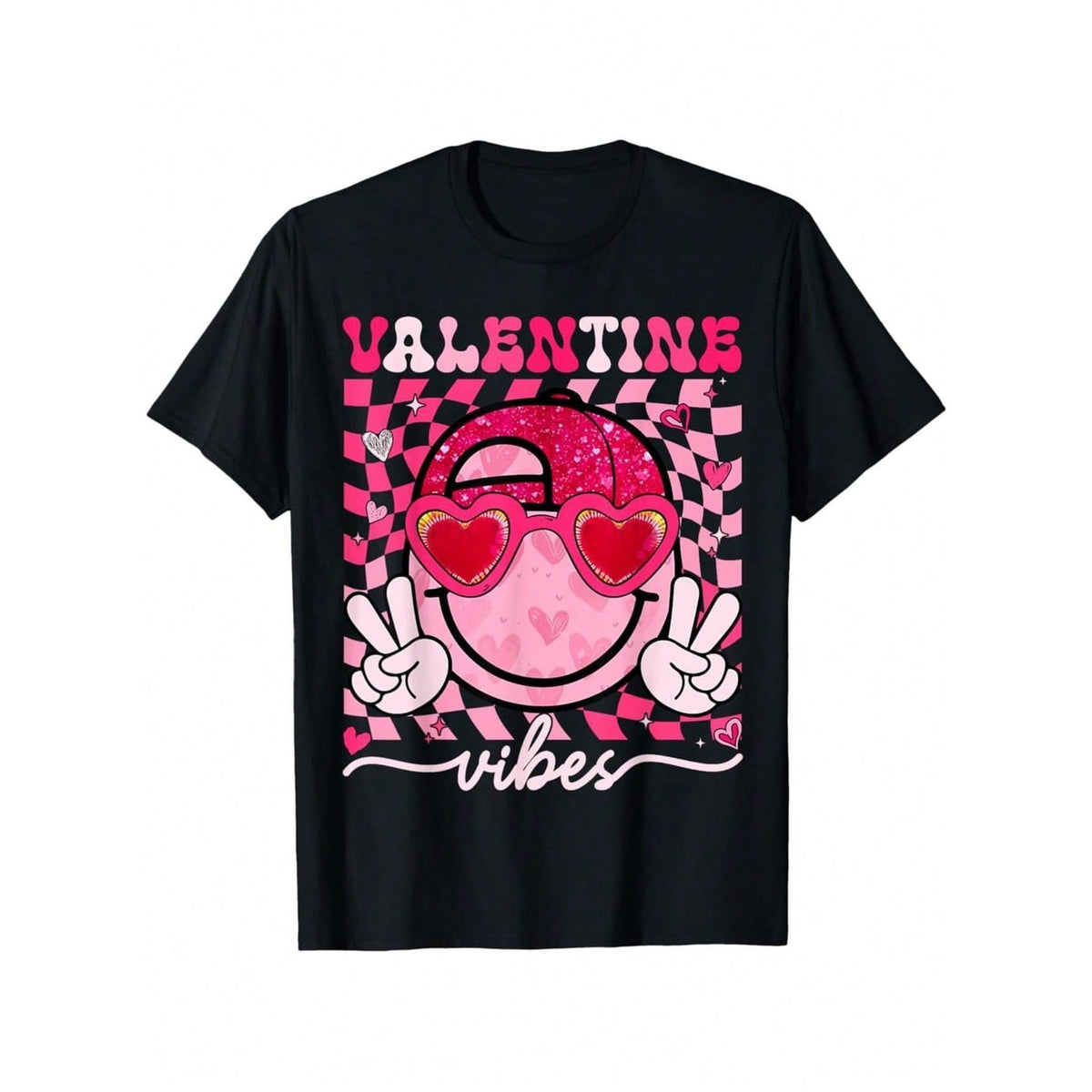 Heart Face Retro Groovy Valentine Vibes Men Women T Shirt