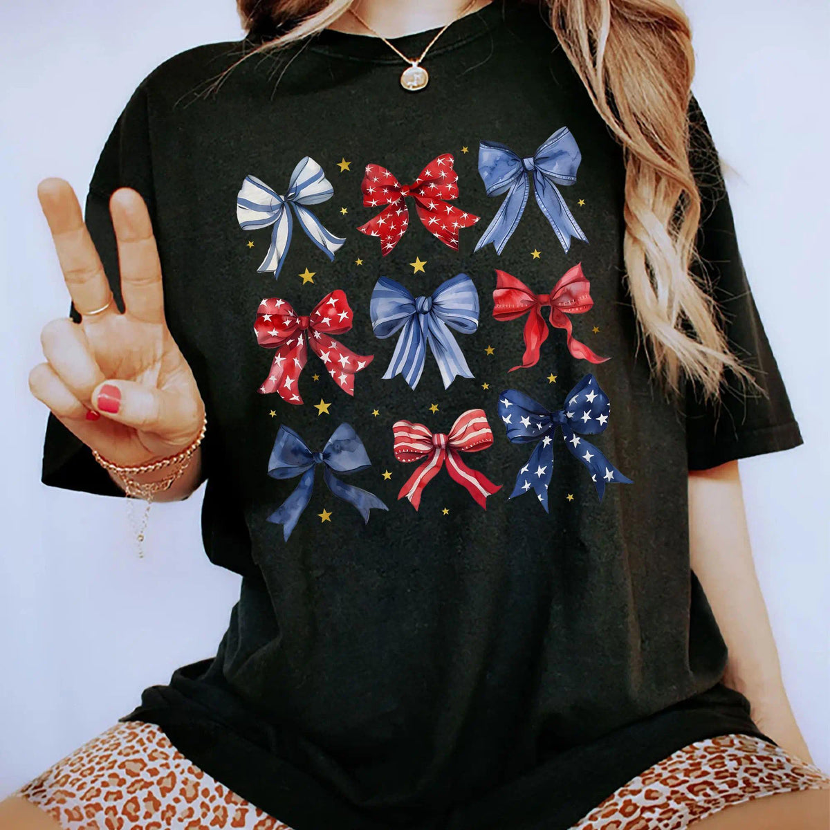 4th Of July Bows Shirt, Coquette Bow Shirt For Women, Funny 4th Of July Tee, Patriotic USA Tshirt, Independence Day USA Shirt, Bow Lover Shirt, Coquette 4th of July Women Tops, Comfy Fabric Oversized Graphic Tee, Cotton Fabric Relaxed Fit Chic Style