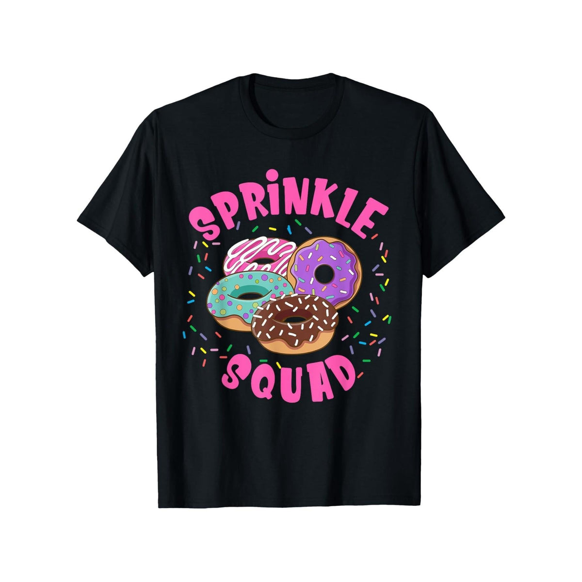 Women's Donut Decoration Squad Graphic Cotton T-Shirt - Short-Sleeve, Casual, Natural, Sports-Inspired Streetwear Cute Tee