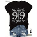 Crew Neck, with "He Left The 99 to Rescue Me" Print, for Spring/Summer