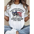 Men's Short-Sleeve Cotton T-Shirt, 250th Anniversary USA Patriotic Top - 1776-2026 Independence Day Flag Print & 250 Years Text, All-Seasons Relaxed-Fit Round Neck Streetwear Casual Tee, Machine Washable