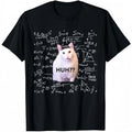 Women's Cotton Round Neck Short-Sleeve Casual Natural Fit Funny Huh Cat Math Meme Print Black T-Shirt, Women's Casual Wear Top, Shortsleeve, Tshirt, Funny Print, Comfortable, Style, Clothes, Lady, Pure Cotton, T-Shirt Top, Crew Neck, Breathable, Elegant,,