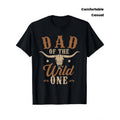 Men's 'Wild No. 1' Dad Graphic T-Shirt - 2D Western Cowboy Bull Skull & Bold Letters Top, Round-Neck Short-Sleeve Athletic Sportswear with Comfortable Fabric for Casual Wear