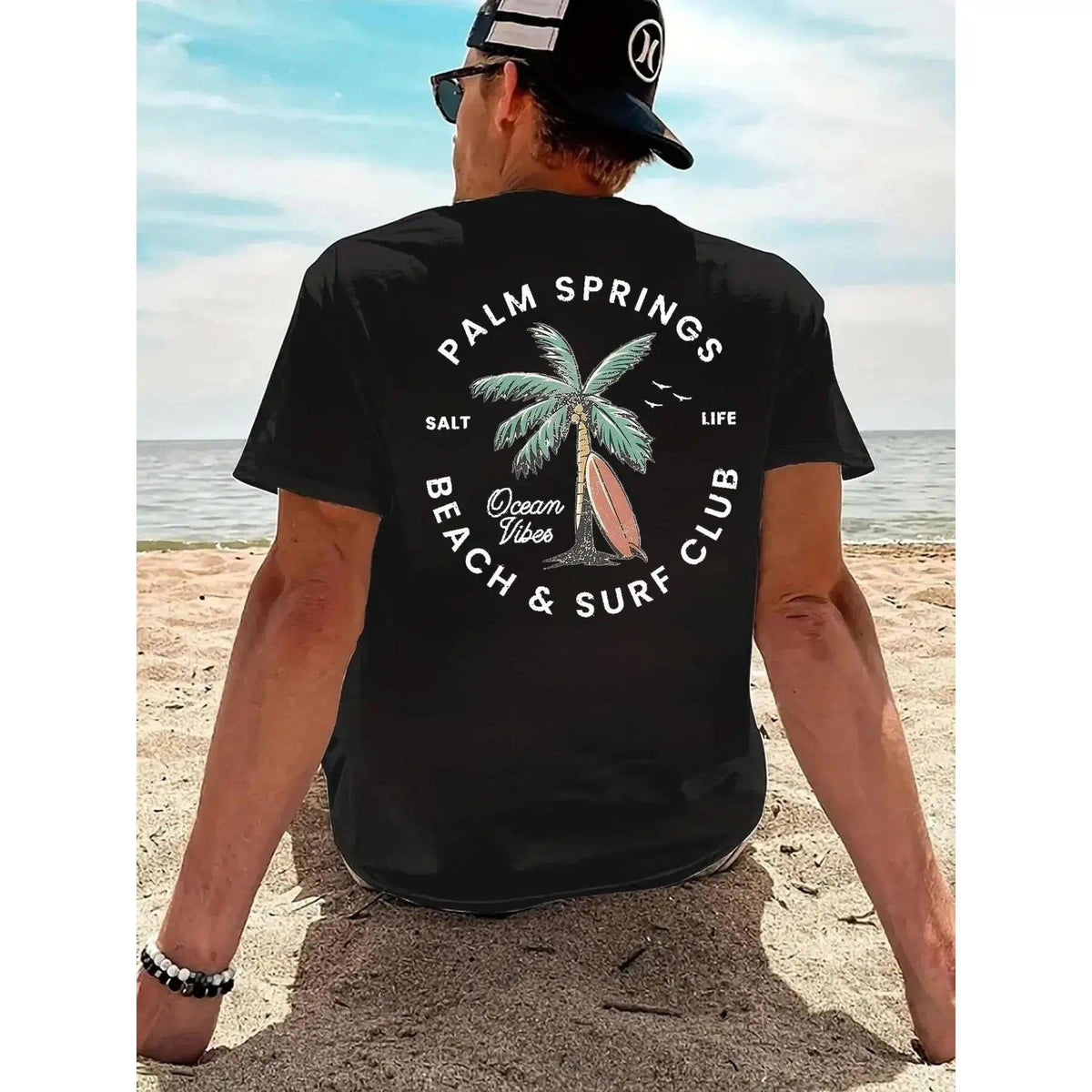 Men's Round Neck USA Flag Pattern Short Sleeve T-Shirt, Ideal for Summer Outdoor Activities, Fitted Knit Fabric, Trendy H-Type Silhouette