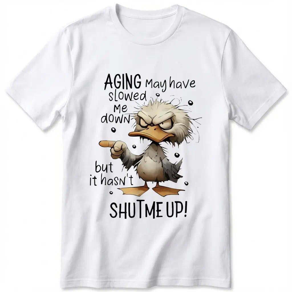 1pc Women's 100% Cotton T-Shirt with Duck Graphic Print & Humorous Slogan - Breathable Loose Fit Round Neck Short Sleeve Tee for Casual Wear, Outdoor Sports, Holiday Gift